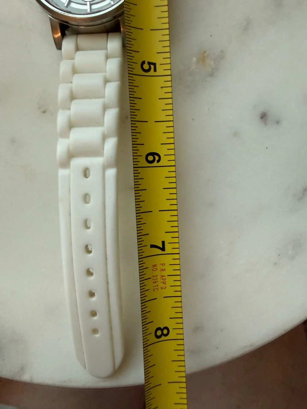 Fossil Silver Dial and White Silicone Strap Chronograph Watch